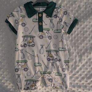 Golf-Themed Baby Romper with Green Accents